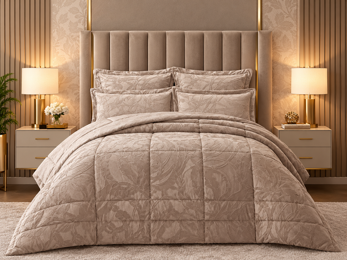 Cotton Co Genevieve Stone Jacquard 5Pc Comforter Set