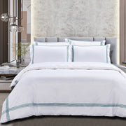 Egyptian Cotton Giorgio White & Duck Egg Duvet Cover Set