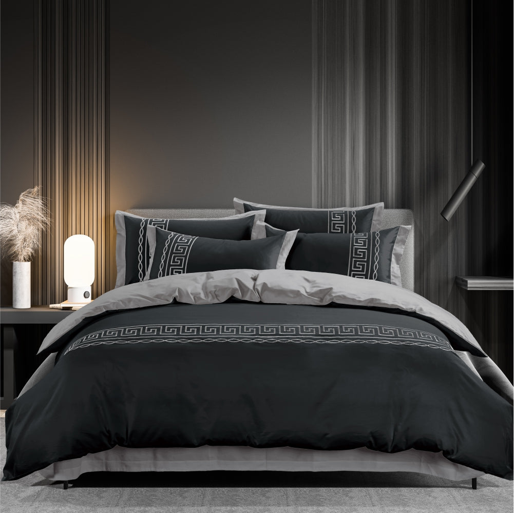 Egyptian Cotton Donatella Black & Silver Duvet Cover