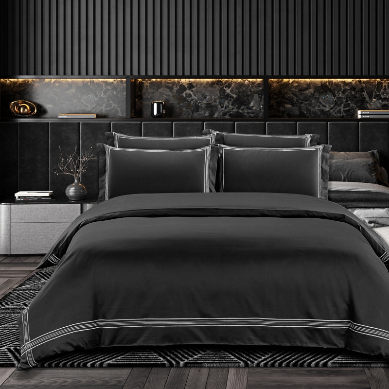 Egyptian cotton Giorgio Black & Silver Duvet Cover
