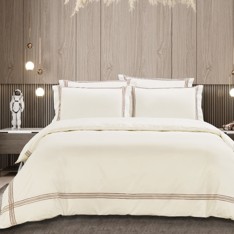 Egyptian Cotton Giorgio Cream & Stone Duvet Cover