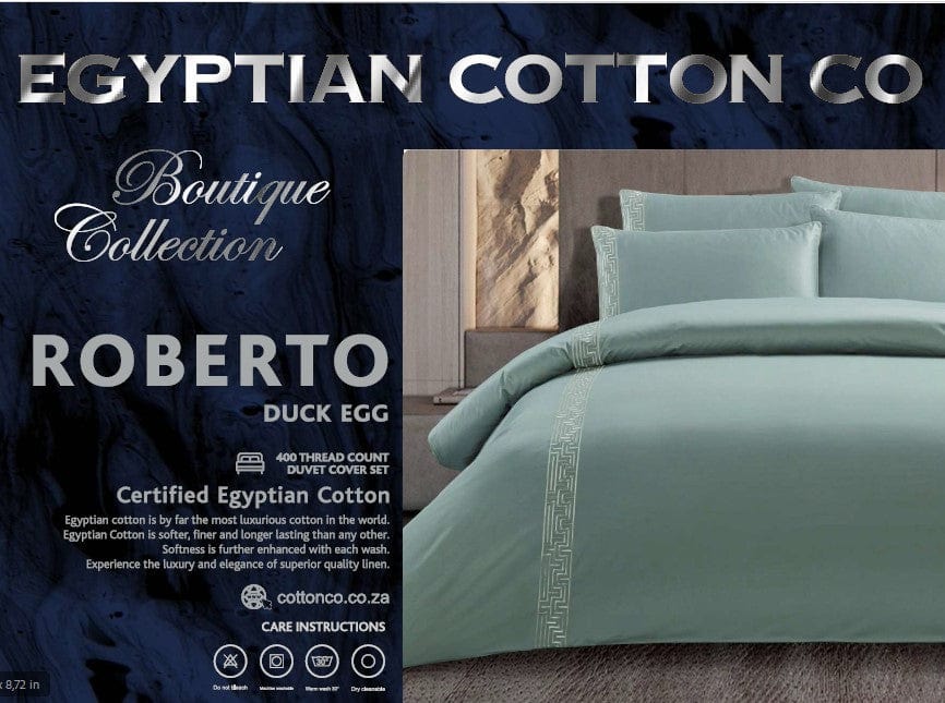 Egyptian Cotton Co 400Tc Roberto Duck Egg Duvet Cover Set
