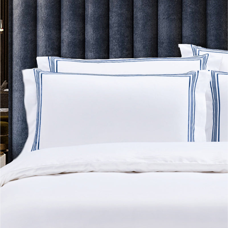 Egyptian Cotton Giorgio White & Navy Duvet Cover Set