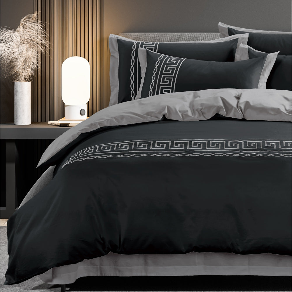 Egyptian Cotton Donatella Black & Silver Duvet Cover