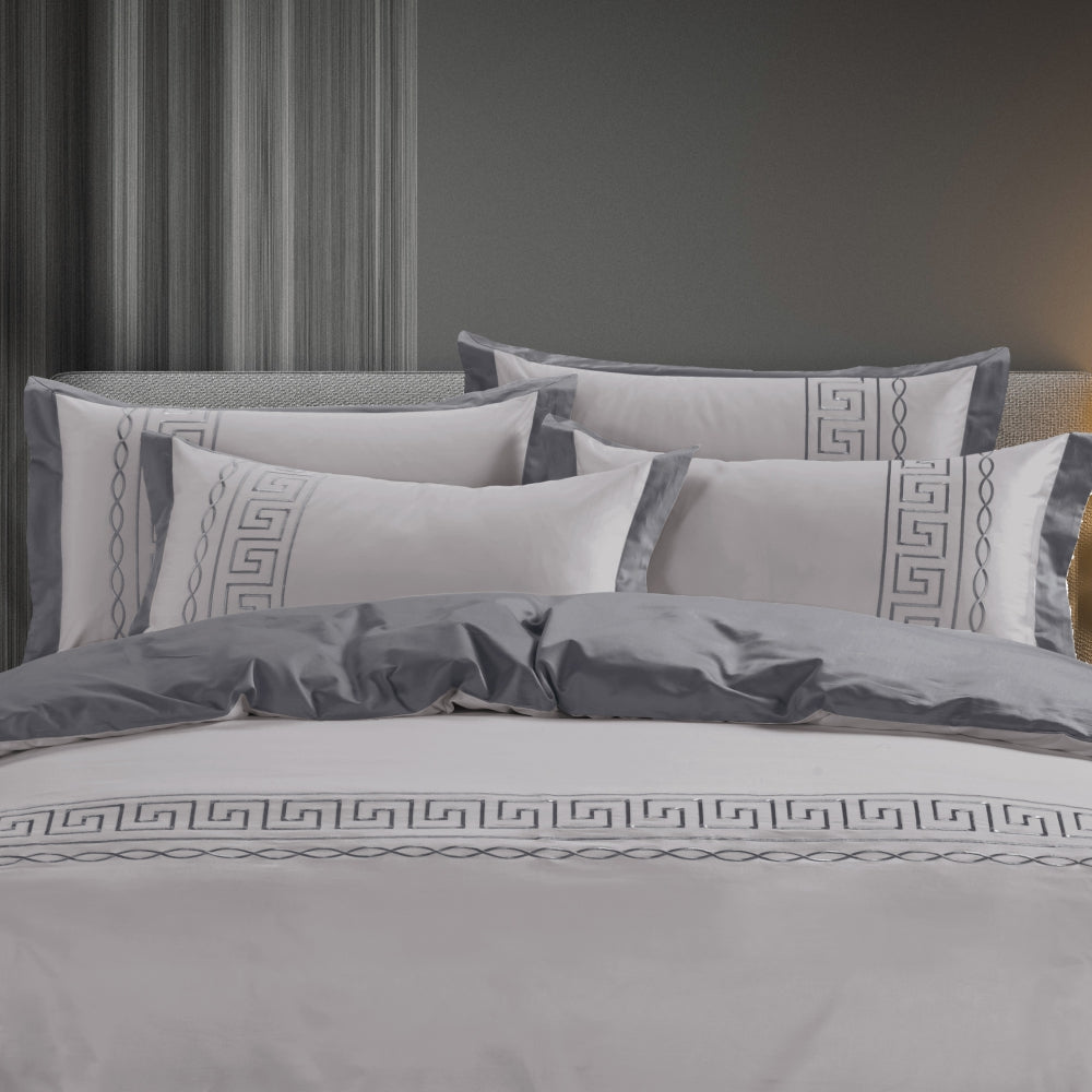 Egyptian Cotton Donatella Silver & Grey Duvet Cover