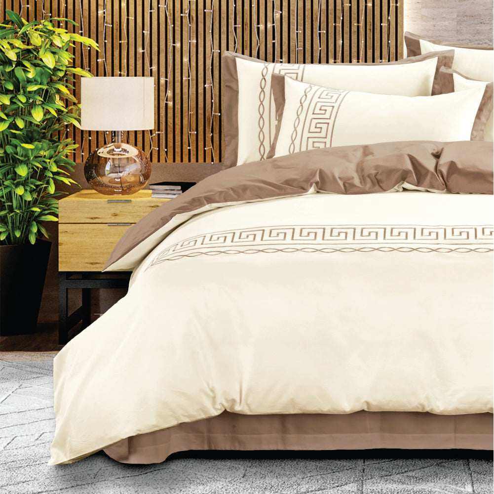 Egyptian Cotton Donatella Cream & Stone Duvet Cover