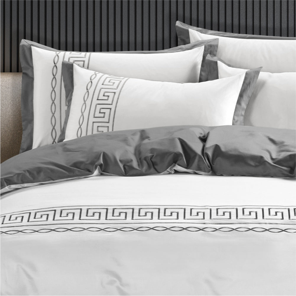Egyptian Cotton Donatella White & Grey  Duvet Cover