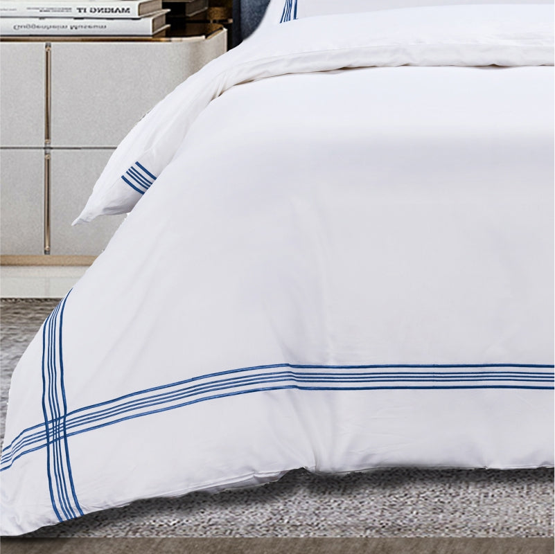 Egyptian Cotton Giorgio White & Navy Duvet Cover Set