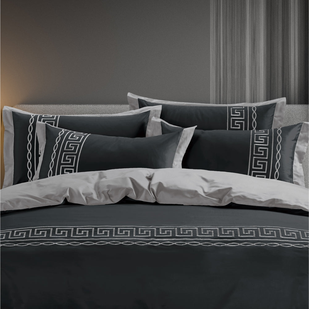 Egyptian Cotton Donatella Black & Silver Duvet Cover