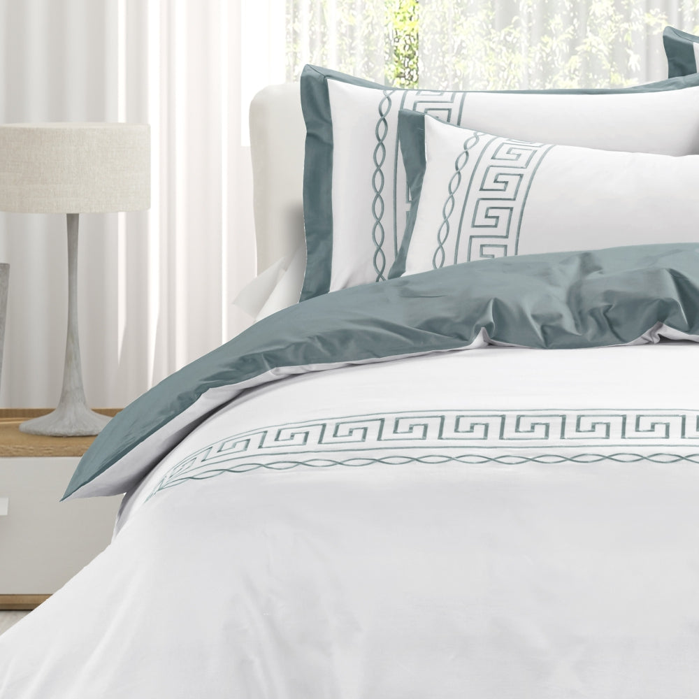 Egyptian Cotton Donatella White & Duck egg Duvet Cover