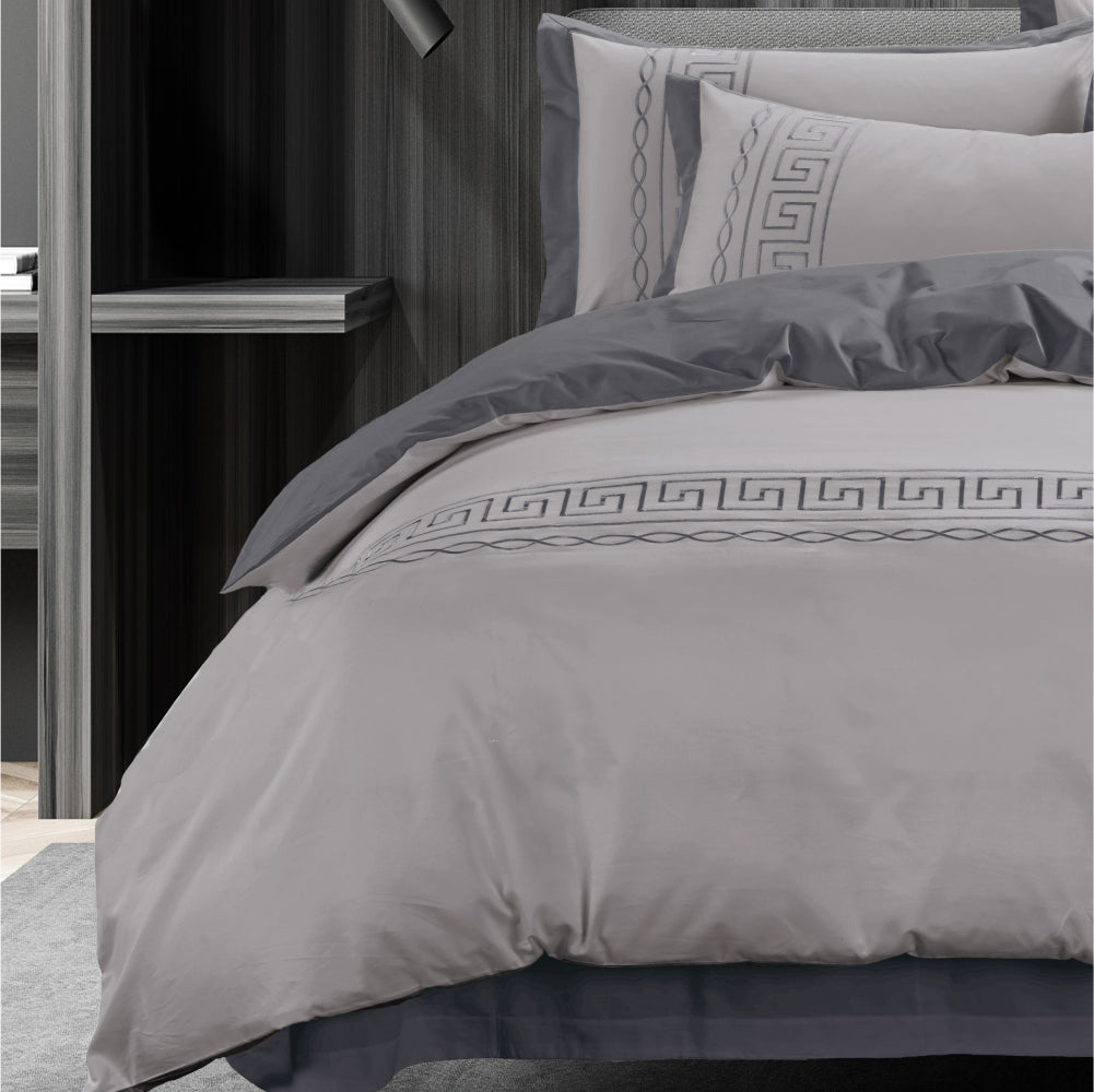 Egyptian Cotton Donatella Silver & Grey Duvet Cover