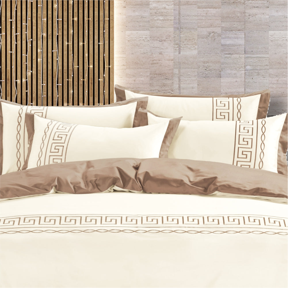 Egyptian Cotton Donatella Cream & Stone Duvet Cover