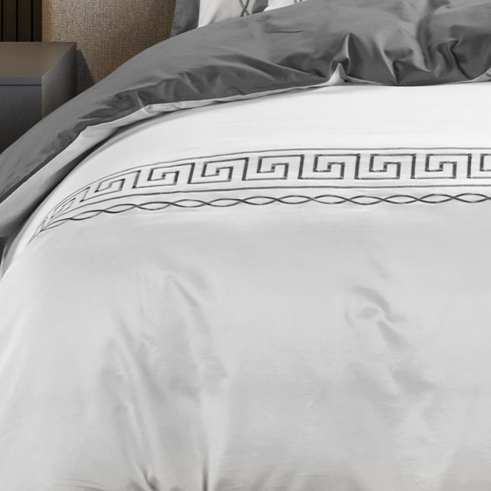 Egyptian Cotton Donatella White & Grey  Duvet Cover