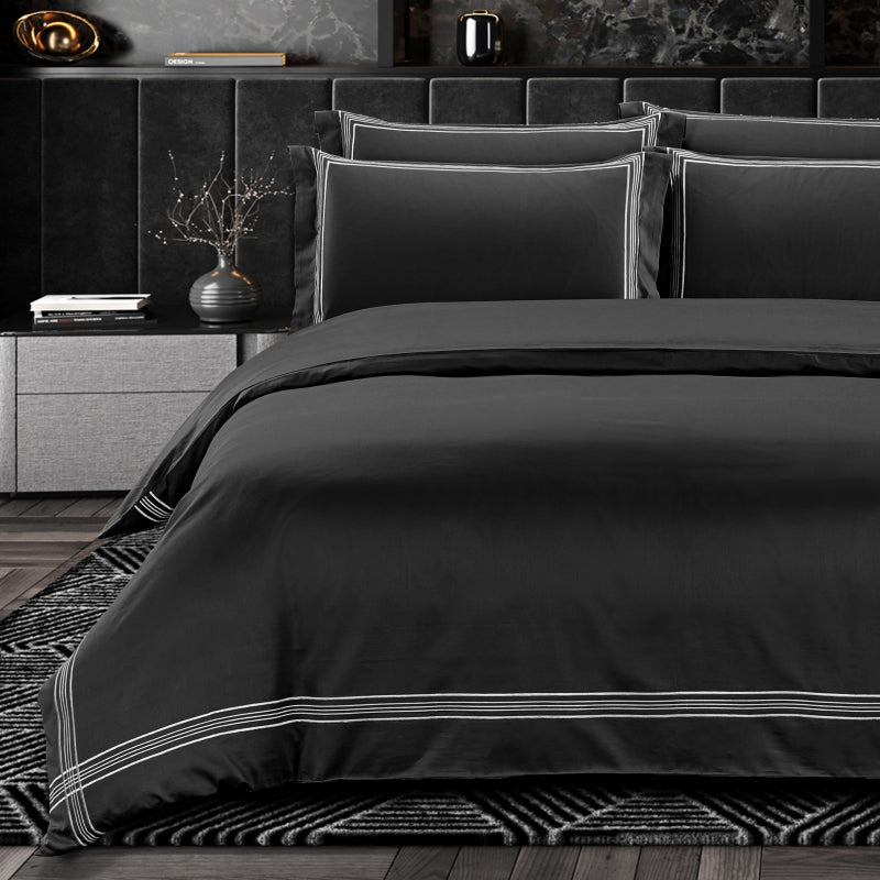 Egyptian cotton Giorgio Black & Silver Duvet Cover