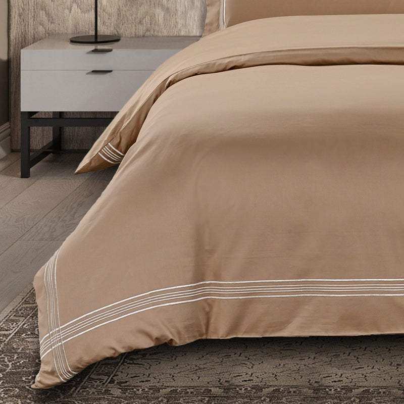 Egyptian Cotton Giorgio Stone & Cream Duvet Cover