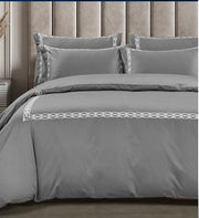 Egyptian Cotton 400 Thread Count Kathy Grey Duvet Cover Set