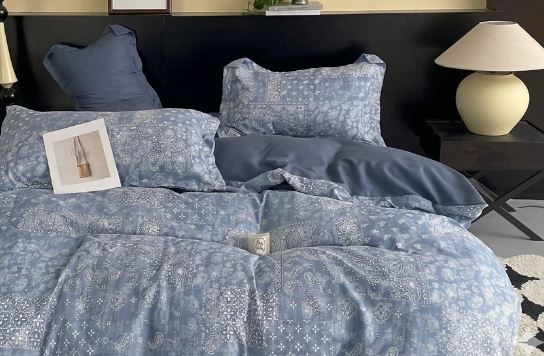Cotton Co Micro Satin Bohemia Blue Duvet Cover Set