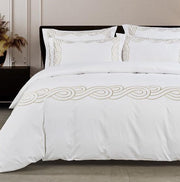 Egyptian Cotton 400 Thread Count Christy White & Gold Duvet Cover Set
