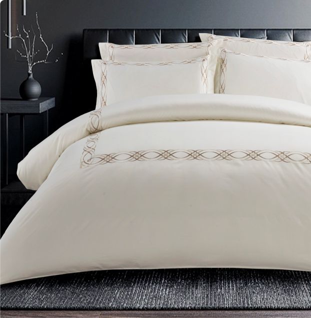 Egyptian Cotton 400 Thread Count Donato Cream Duvet Cover