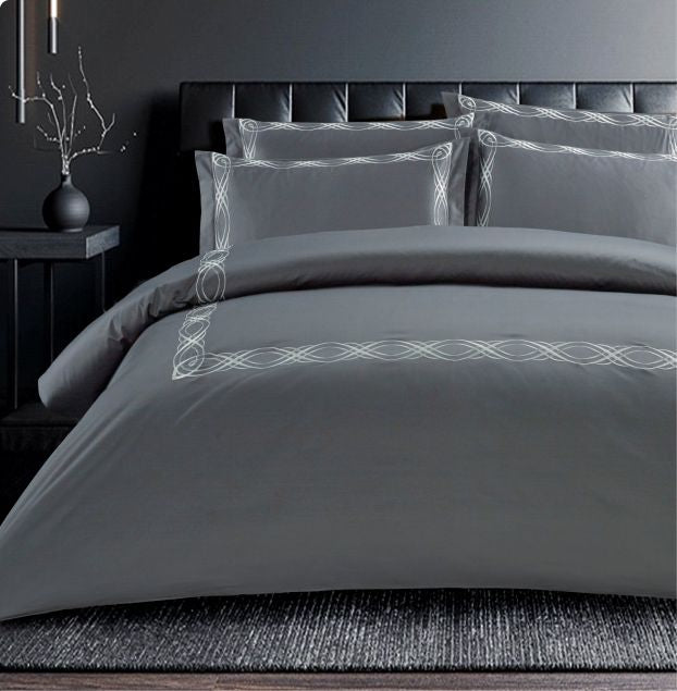 Egyptian Cotton 400 Thread Count Donato Grey Duvet Cover
