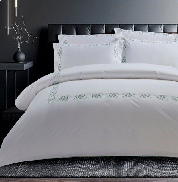 Egyptian Cotton 400 Thread Count Donato White & Duck Egg Duvet Cover
