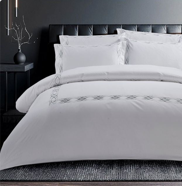 Egyptian Cotton 400 Thread Count Donato White & Grey Duvet Cover
