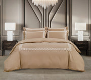 Egyptian Cotton T400 Elle Stone & Cream Duvet Cover Set