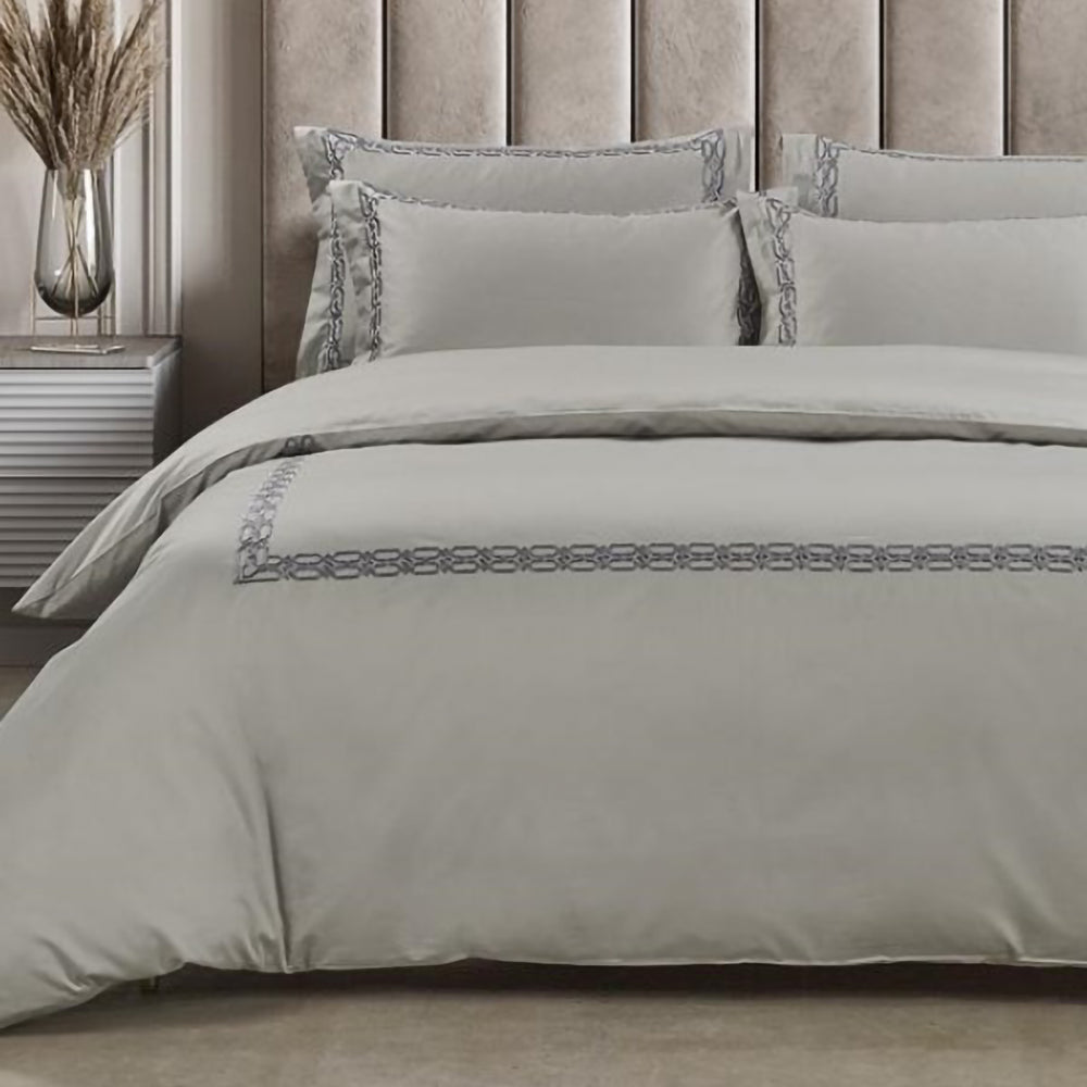 Egyptian Cotton 400 Thread Count Kathy Silver Duvet Cover Set