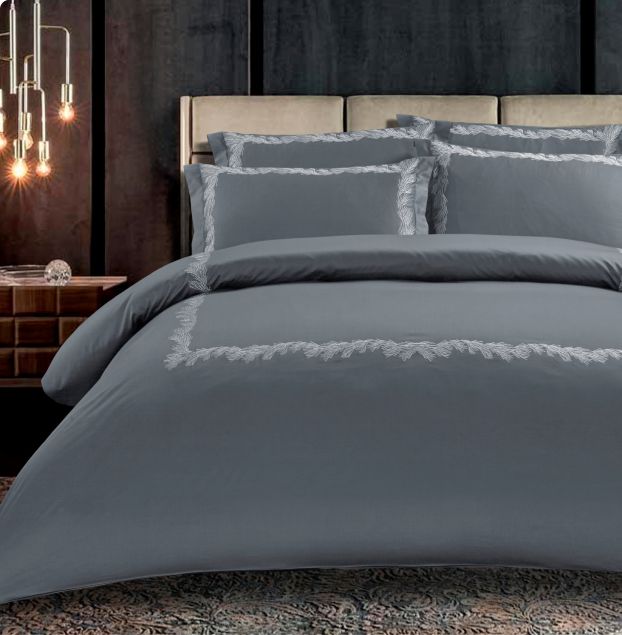 Egyptian Cotton 400 Thread Count Liana Grey Duvet Cover