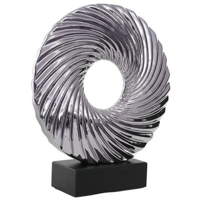 Silver Sculpture Black Base 37Cm