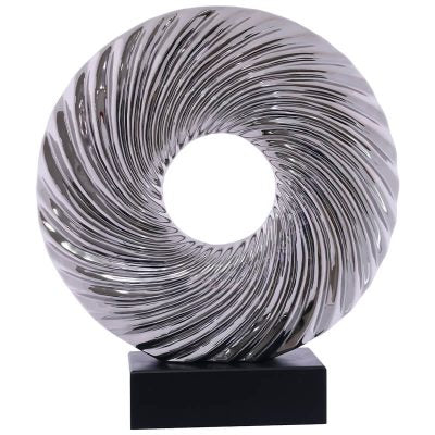 Silver Sculpture Black Base 37Cm