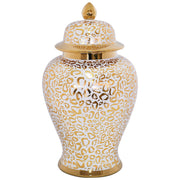Gold/white Leopard Print Jar 40 Cm