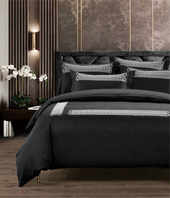 Egyptian Cotton Ottavia Black & Silver Duvet Cover