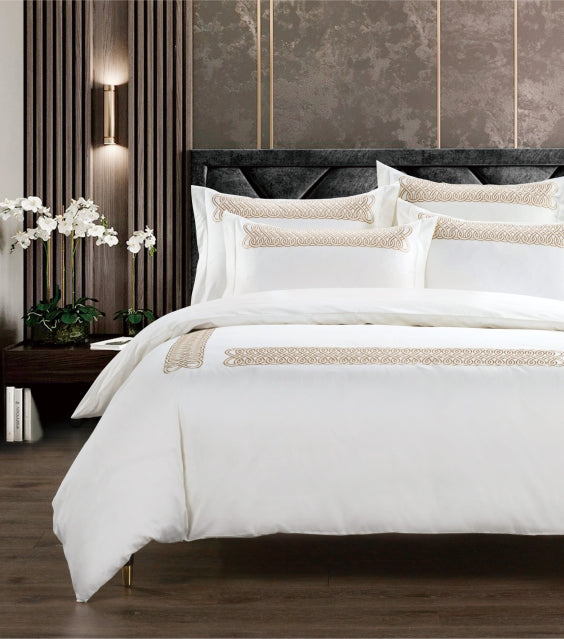 Egyptian Cotton Ottavia Cream & Stone Duvet Cover
