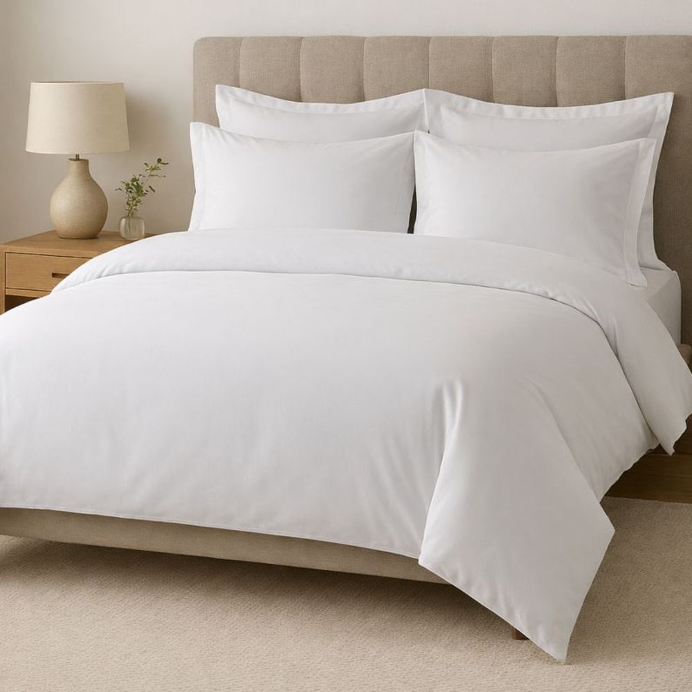 Cotton Co T205 Twill Hotel Collection 100 % Cotton White Duvet Cover Set