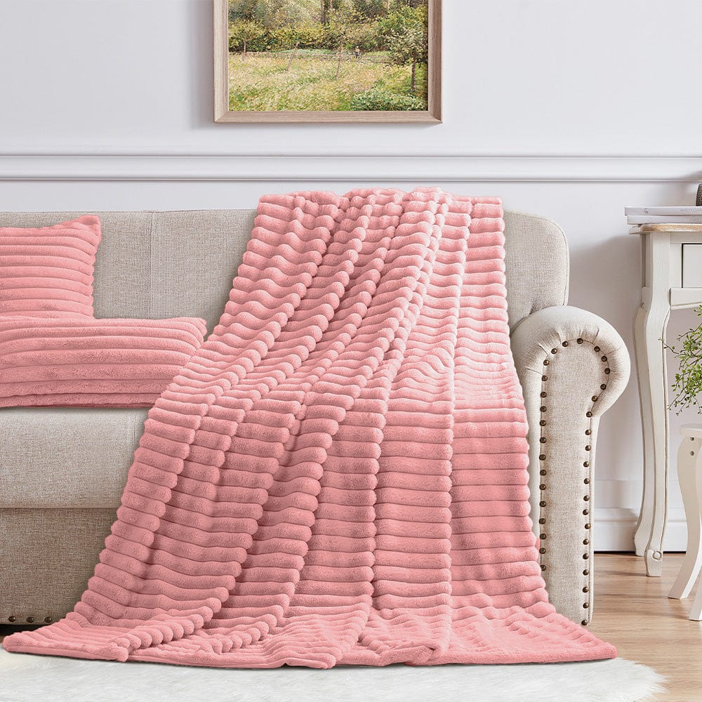 Cotton Co Milan Blush  Faux Fur Throw