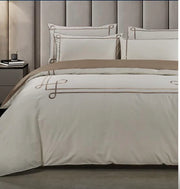 Egyptian Cotton 400 Thread Count Cheryl Cream & Stone Duvet Cover Set