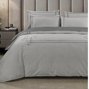 Egyptian Cotton 400 Thread Count Cheryl Silver & Grey Duvet Cover Set