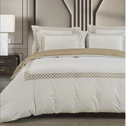 Egyptian Cotton 400 Thread Count Elle Cream & Stone Duvet Cover Set