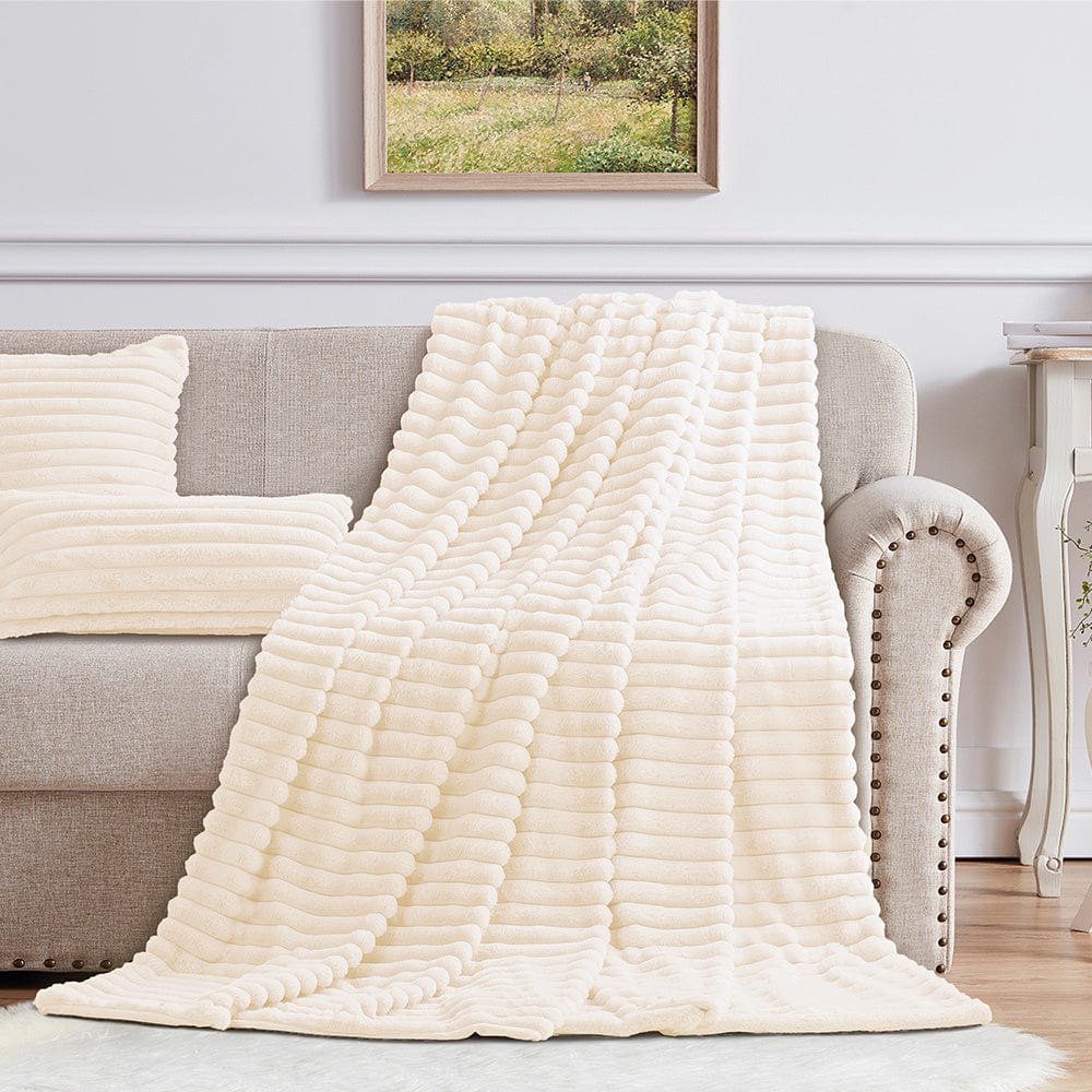 Cotton Co Milan Cream Faux Fur Throw