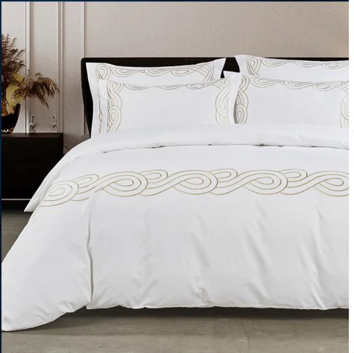 Egyptian Cotton 400 Thread Count Christy  Cream & Stone Duvet Cover Set