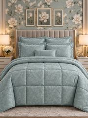 Cotton Co Floriana Duck Egg Jacquard 5 Pc Comforter  Set