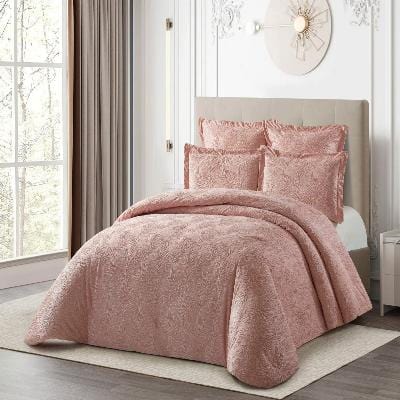 Cotton Co Jacquard Dust Pink 5Pc Quits Set