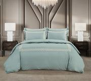 Egyptian Cotton T400 Elle Duck Egg & Gold Duvet Cover Set