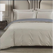 Egyptian Cotton 400 Thread Count Elle Silver & Grey Duvet Cover Set