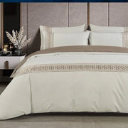 Egyptian Cotton 400 Thread Count Givenchy Cream & Stone Duvet Cover Set