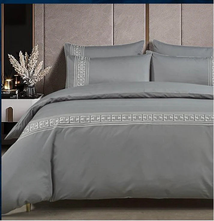 Egyptian Cotton 400 Thread Count Givenchy Grey Duvet Cover Set