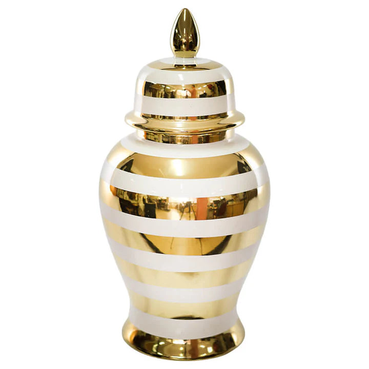 Gold/White Stripe Jar