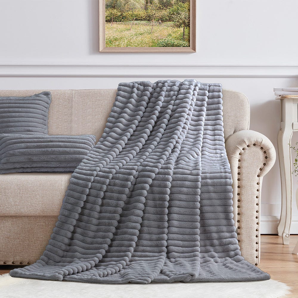 Cotton Co Milan Grey Faux Fur Throw