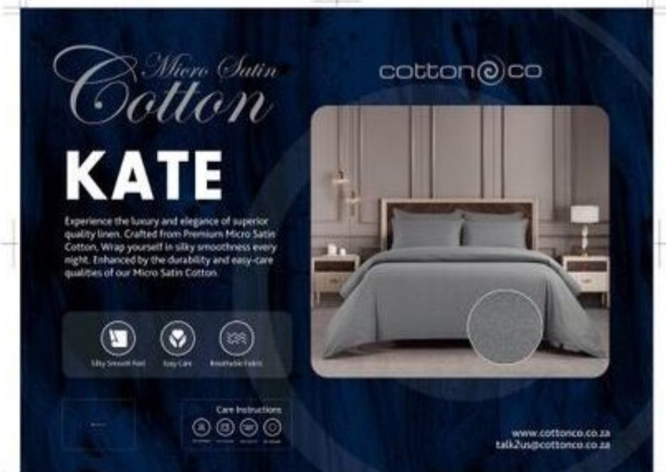 Cotton Co Kate Grey Micro Sateen Duvet Cover Set
